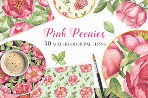 Peonies Seamless Patterns