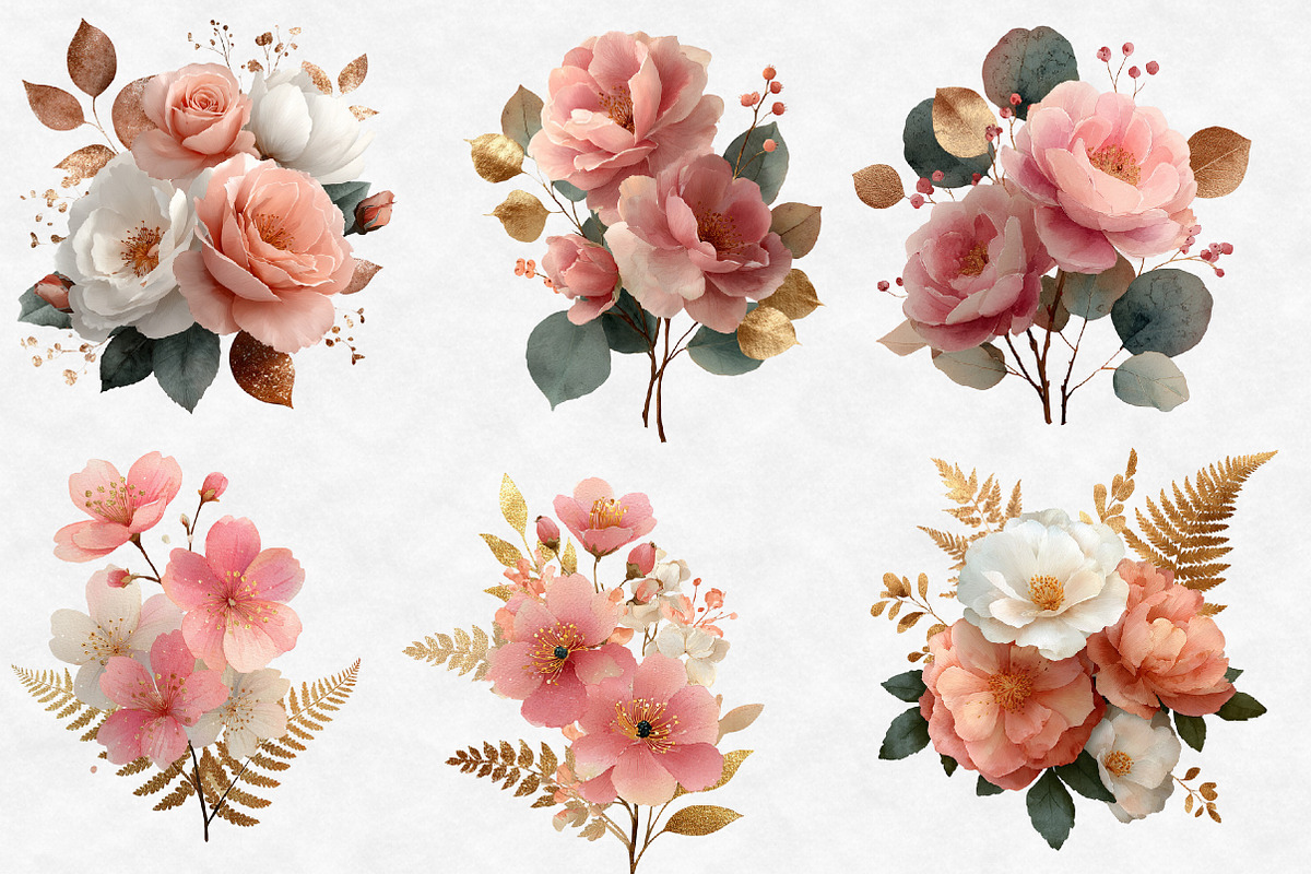 Blush Pink Wedding Floral Clipart, an Illustration by Designworld (Photo 3 of 5)