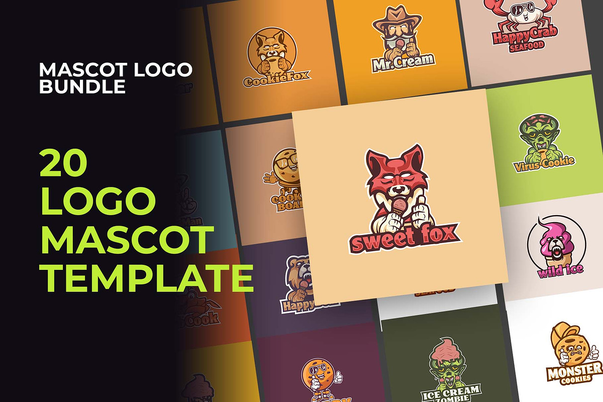 Mascot Logo Bundle For Food, a Branding & Logo Template by Glowin_studio (Photo 1 of 7)