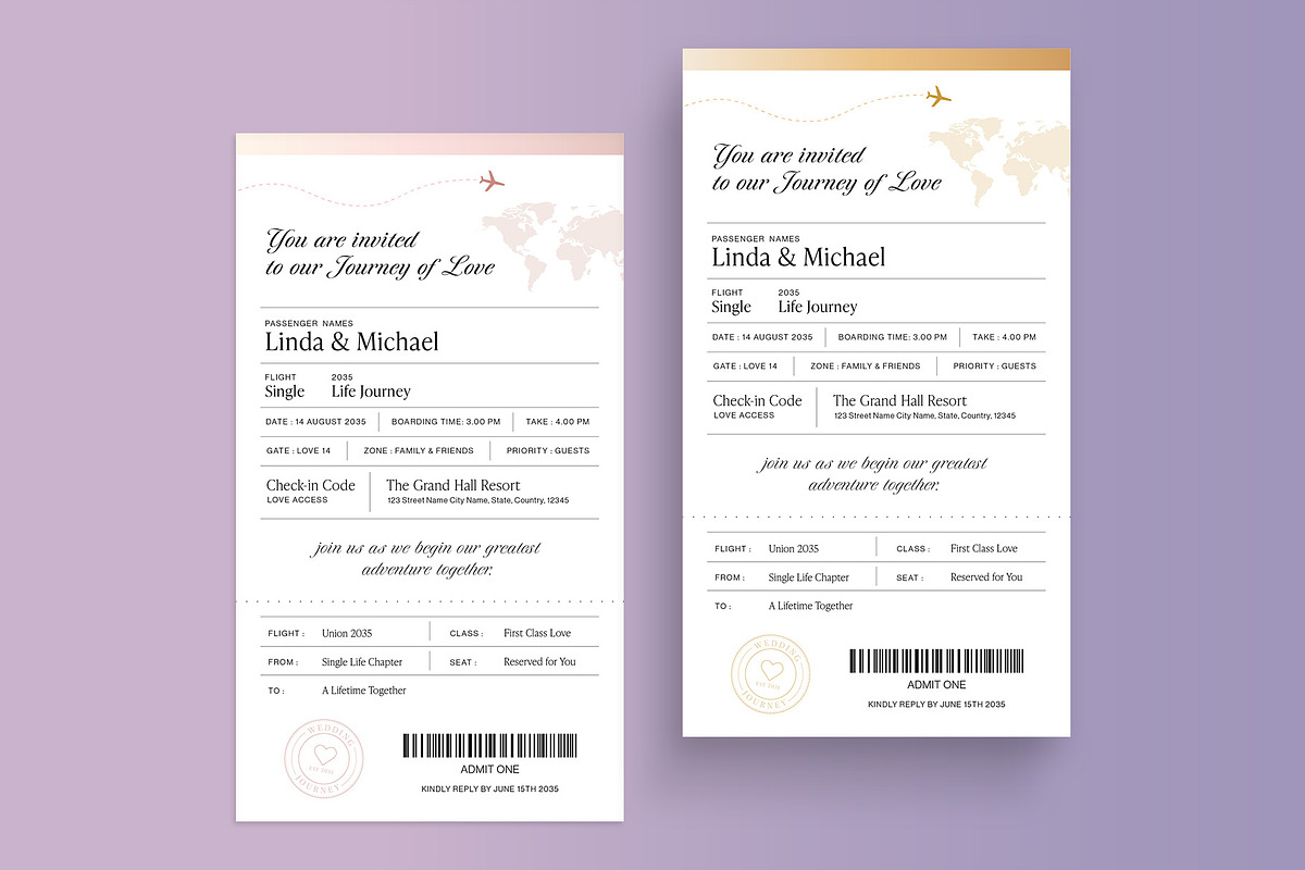Wedding Boarding Pass Invitation Tem, an Invitation Template by BrandPacks (Photo 3 of 5)