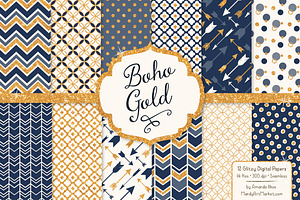 Navy & Gold Glitter Patterns