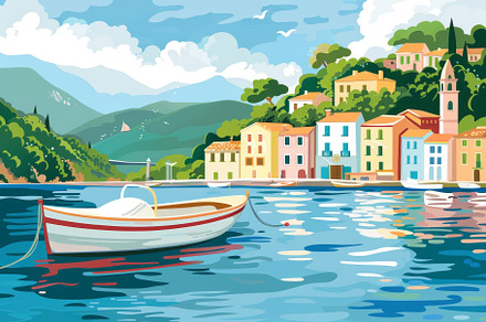 Boats rest gently on the waterâs s, a Photo by Tanuart