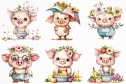 Whimsical Summer Pig Clipart, an Illustration by DreamArtGraphic (Thumbnail 3 of 8)