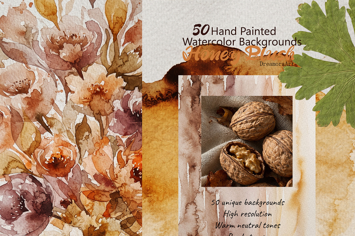 50 Warm Watercolor Backgrounds Pack, a Background Graphic by DreamoraArt (Photo 2 of 6)