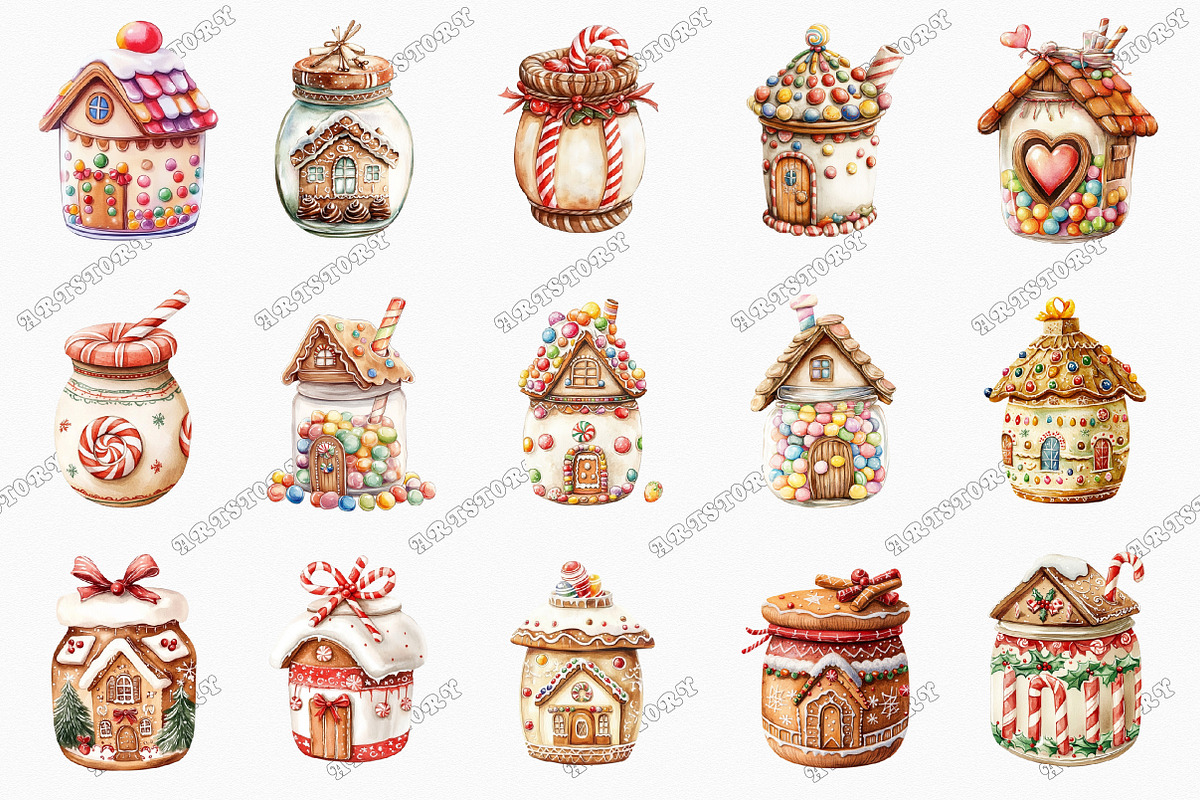 Christmas Jar Gingerbread House Clip, an Illustration by designcity5 (Photo 3 of 5)