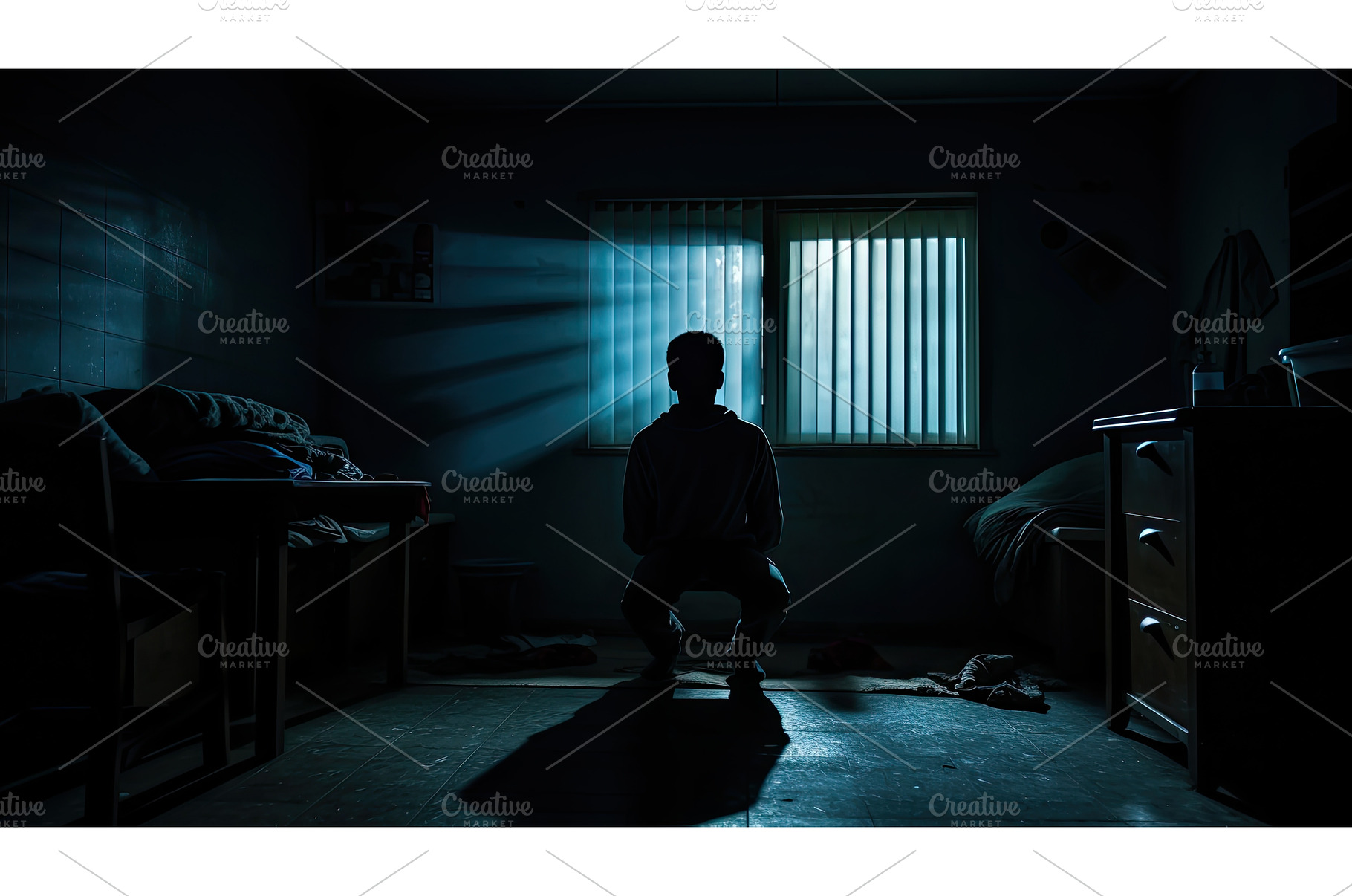 alone tv dark room ai generated, a Transportation Photo by pikepicture