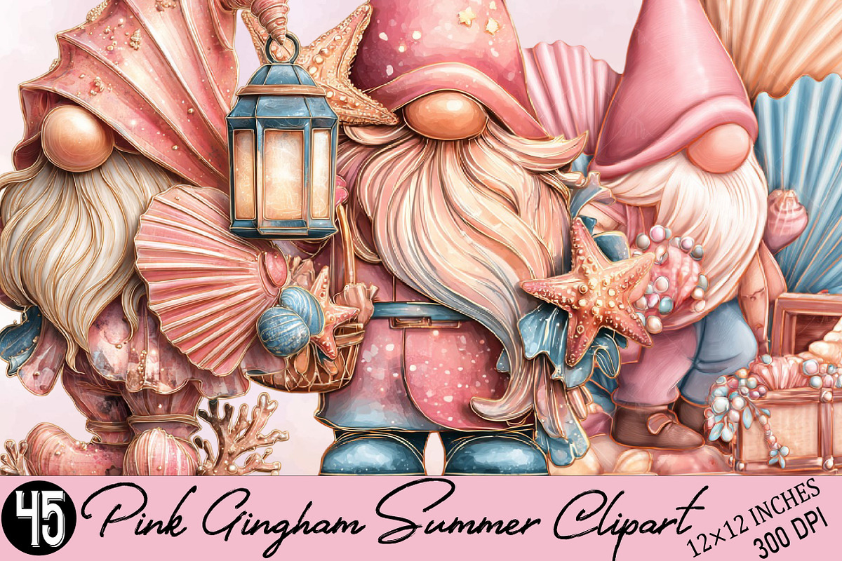 Seashell Gnome Clipart Bundle., an Illustration by SVGArt (Photo 1 of 9)