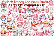 Pink Trendy Christmas Santa Png Clip, an Illustration by Sublimation Artist (Thumbnail 1 of 6)