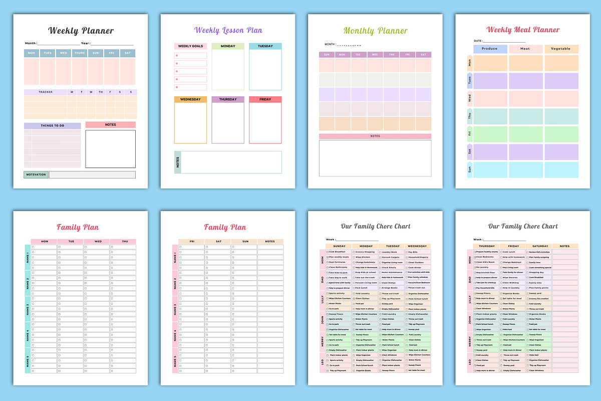 Weekly Family Planner Canva, a Stationery Template by Designmela01 (Photo 3 of 4)
