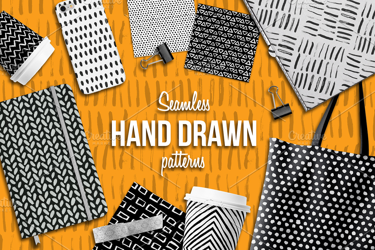 Seamless hand drawn patterns, a Pattern Graphic by The Odd Seed (Photo 1 of 8)