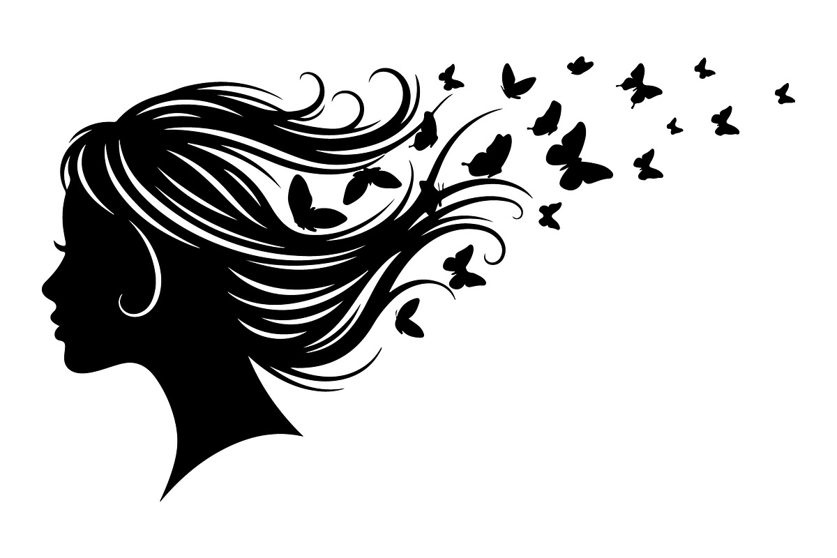 Woman Butterfly Hair Silhouette, an Object Illustration by yasushie (Photo 26 of 31)