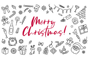 Christmas doodle frame. Hand drawn, an Object Illustration by winwin.art
