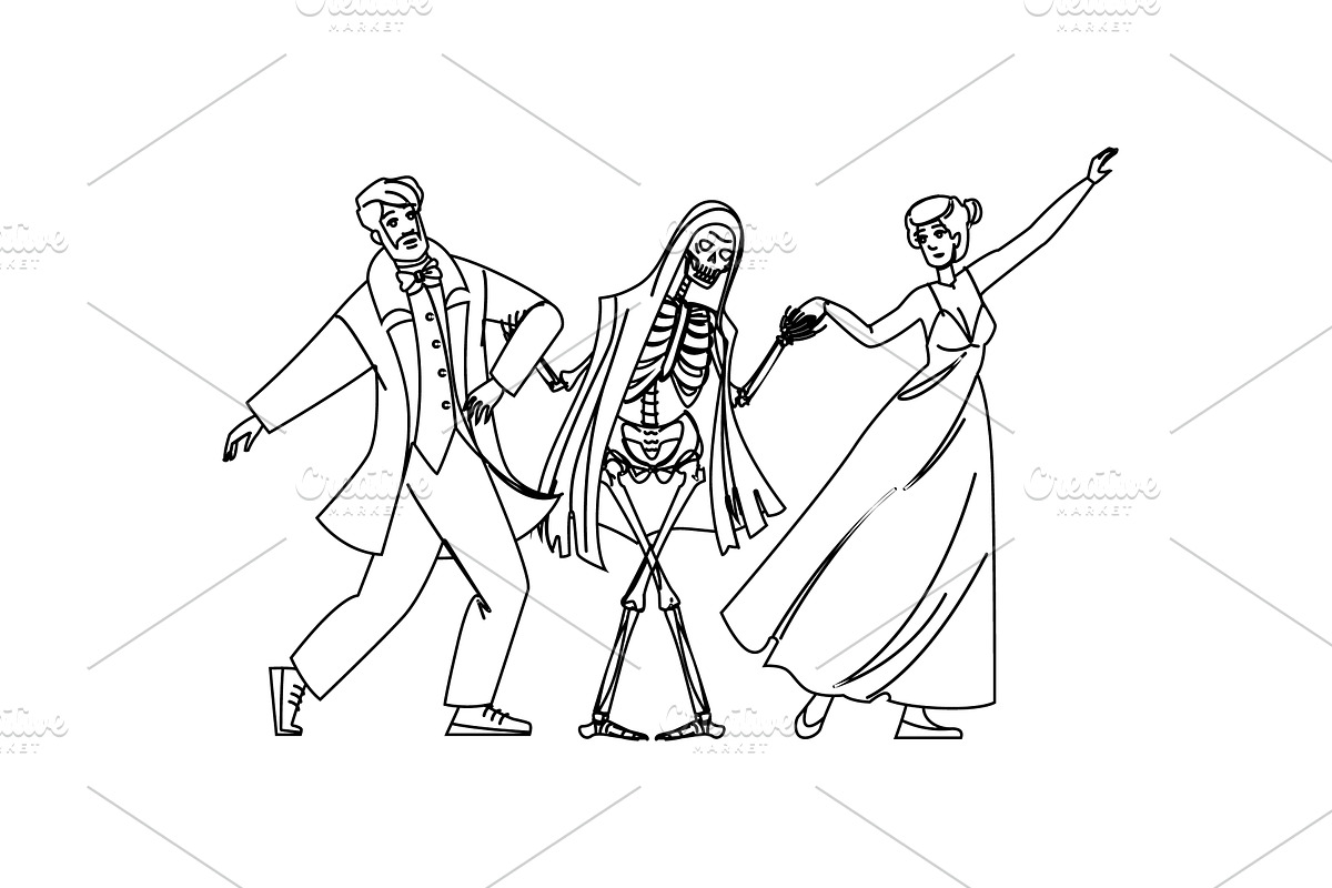 allegory danse macabre vector, a Person Illustration by pikepicture