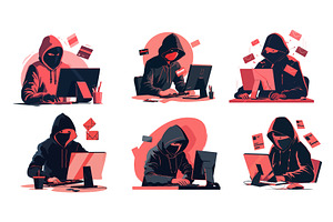 Cartoon hacker stealing data. Thief, a Technology Illustration by Stock-Smart-Start