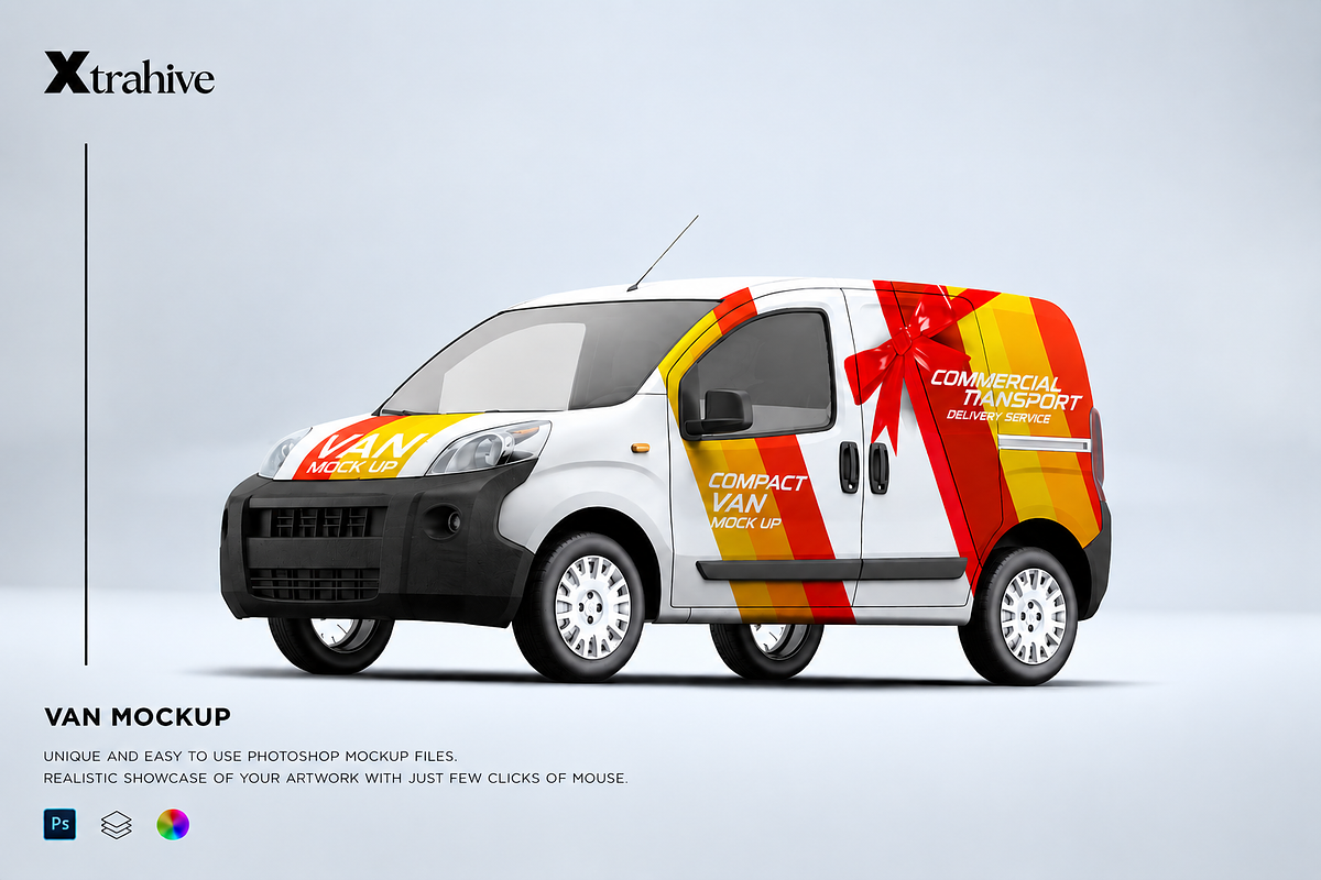 Compact Van Mockup, an Advertising Mockup by Xtrahive (Photo 1 of 2)