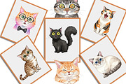 Watercolor Funny Quirky Cat Png, an Illustration by Creative Art (Thumbnail 5 of 8)