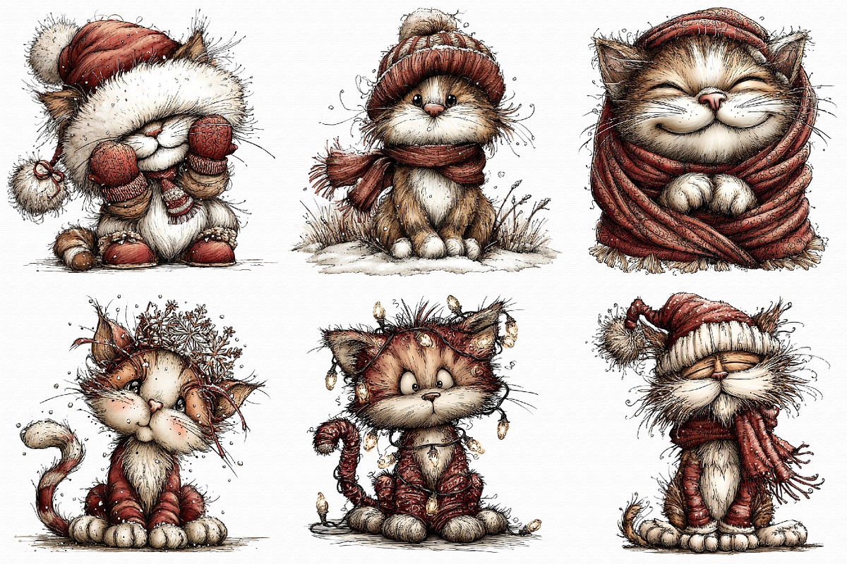 Festive Cat Winter Clipart, an Illustration by Libby Wishes (Photo 3 of 8)