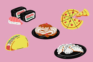 Pink World Cuisine Illustration, a Food Illustration by graphicook