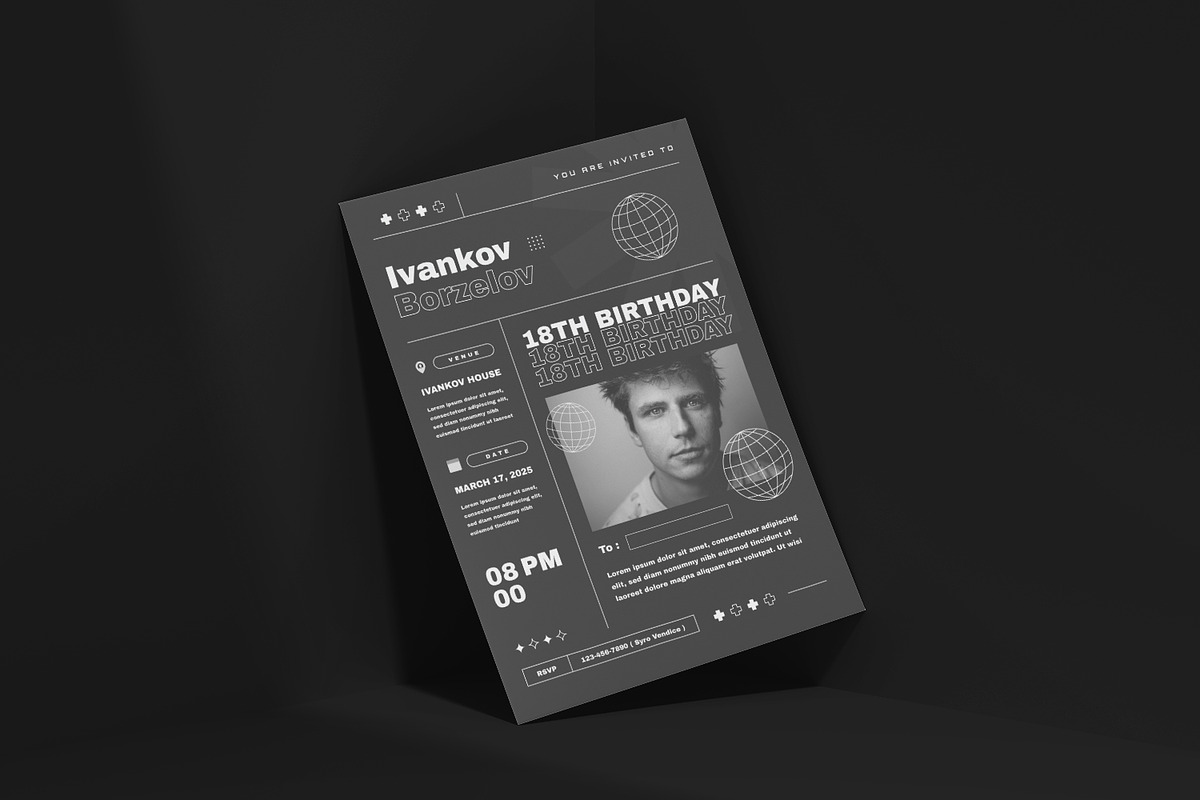 Brutalism - Birthday Invitation, a Print Template by VUNIRA (Photo 2 of 2)