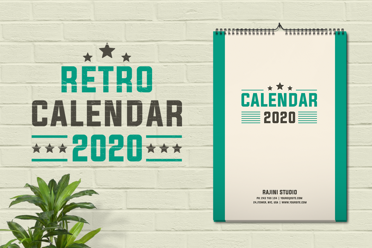 Retro Calendar 2020, a Stationery Template by Jaisivakumar (Photo 1 of 8)