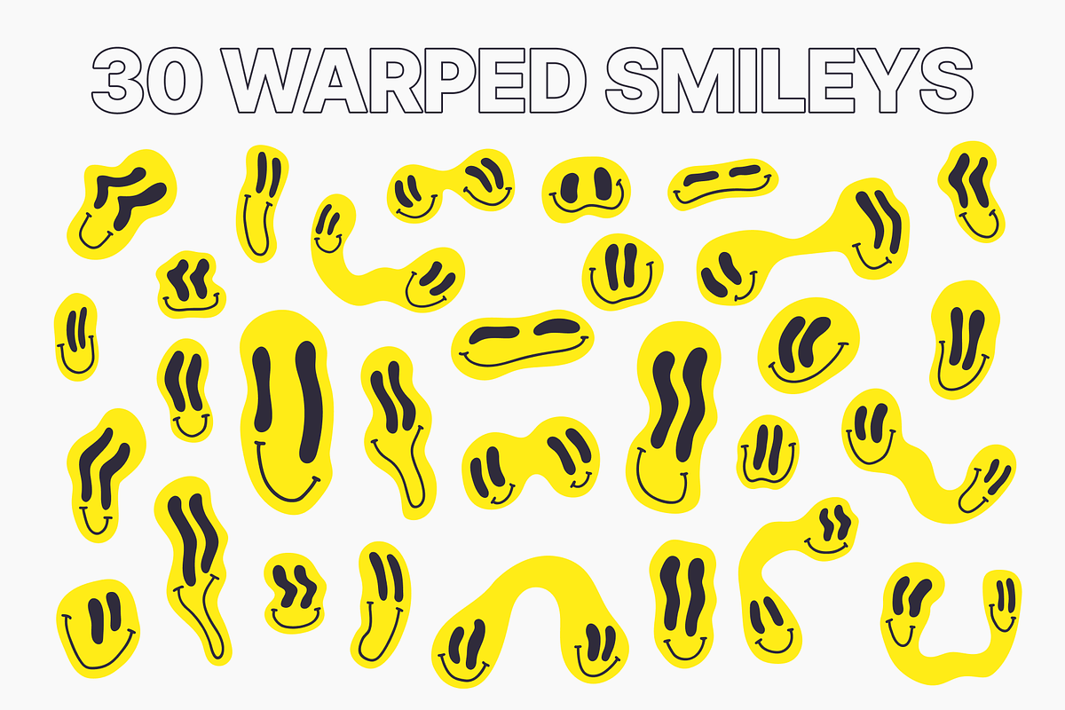 Warped Smiley Face Vector Pack, an Object Graphic by TYPEHEIST (Photo 4 of 7)