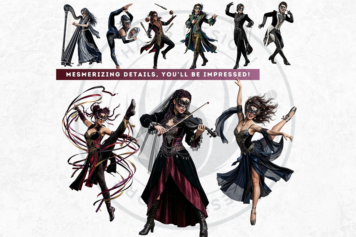 Velvet Mascarade Characters Bundle, a Person Illustration by ThatsDesignArt (Photo 6 of 9)