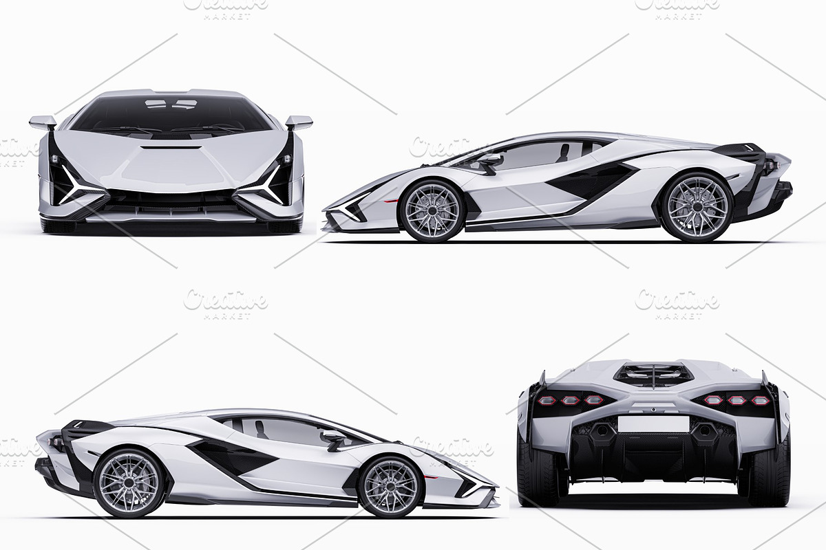 Hybrid Supercar Sport Coupe Set, an Advertising Mockup by Halal Graphic Studio (Photo 11 of 12)