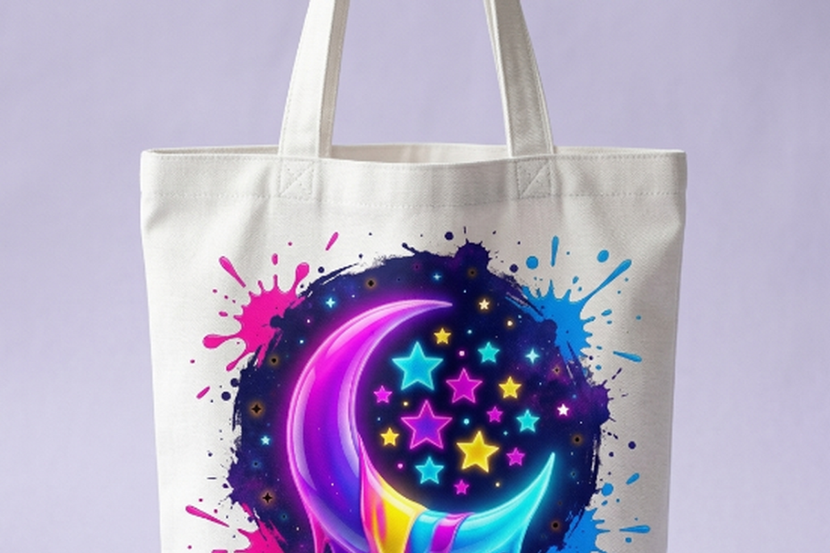 Neon Crescent Moon Stars Art, a Shirt Mockup by Vector Stall (Photo 11 of 14)