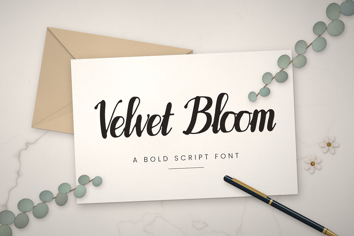Velvet Bloom – Brush Script Font, a Script Font by vladocar (Photo 1 of 10)