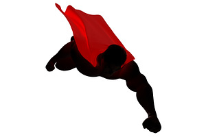 Superhero Coming On White Silhouette