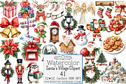 Watercolor Santa's Village Clipart, a Seasonal Illustration by Design Market (Thumbnail 1 of 5)