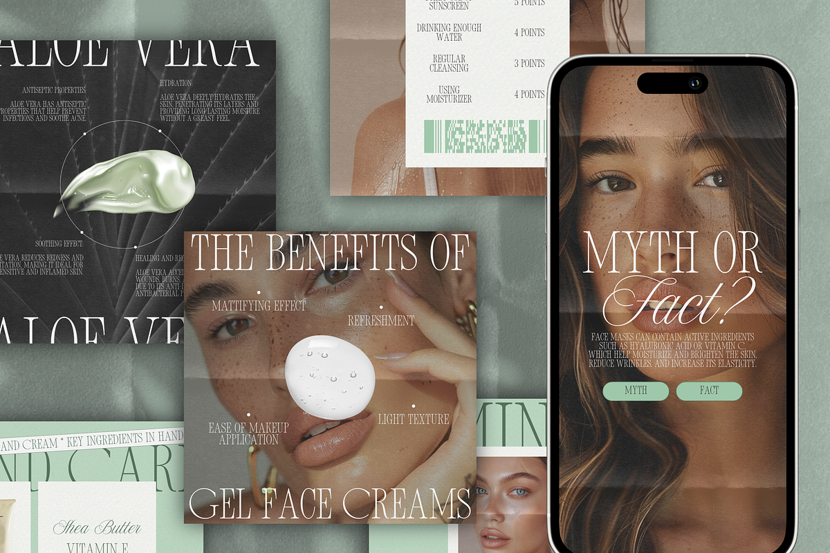CANVA Skincare Instagram Templates, a Social Media Template by Xenié Creative (Photo 5 of 11)