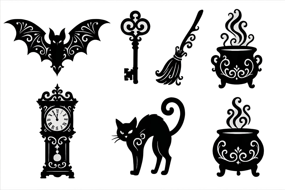 Halloween gothic silhouettes of bat,, an Illustration by Dvoevnore photos