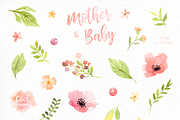 Mother & Baby Watercolor Clipart, an Animal Illustration by everysunsun (Thumbnail 3 of 4)
