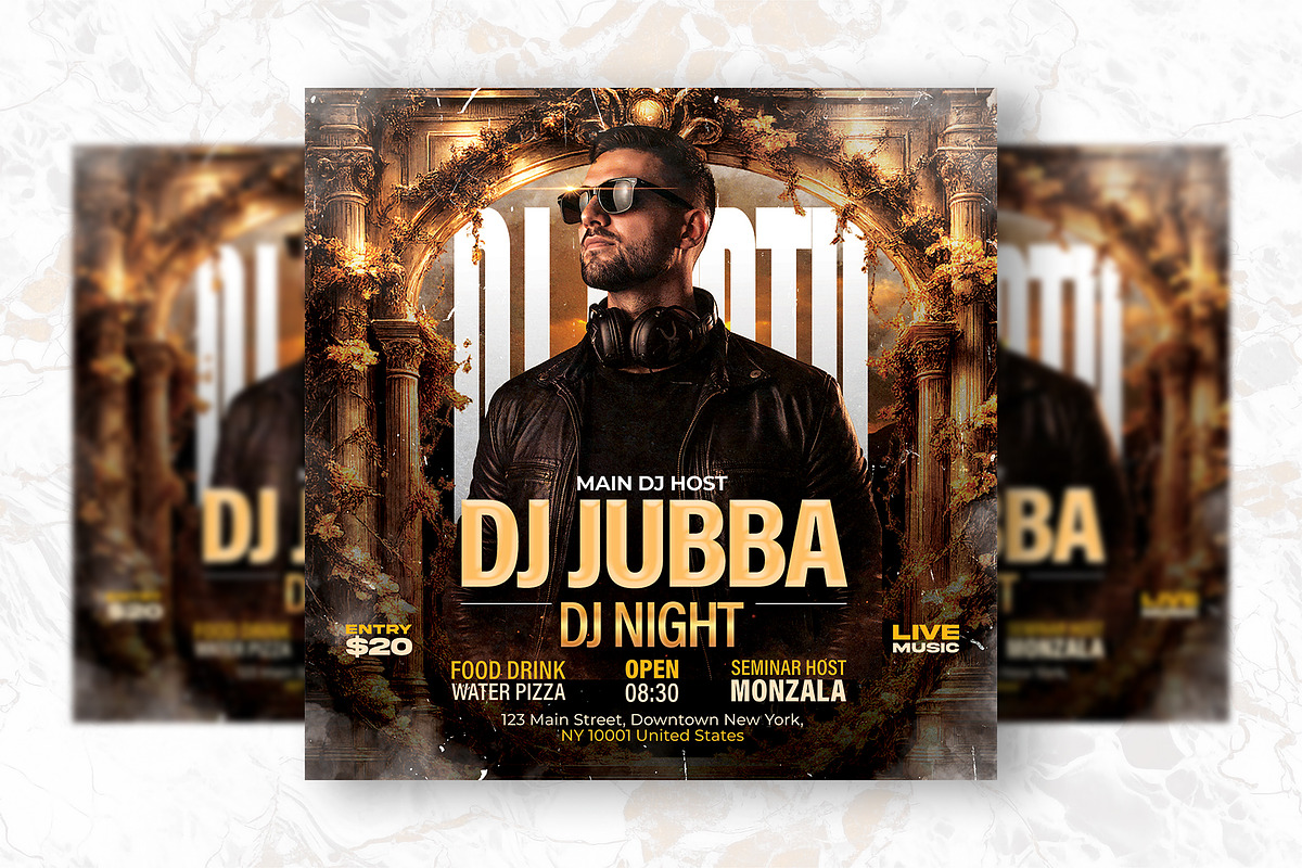 DJ Night Party Flyer Design Template, a Flyer Template by Shajib Shikder (Photo 2 of 2)