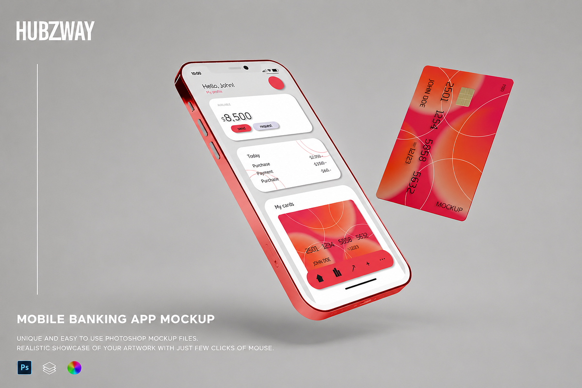 Credit Card and Smartphone Mockup, an Advertising Mockup by Hubzway (Photo 1 of 2)