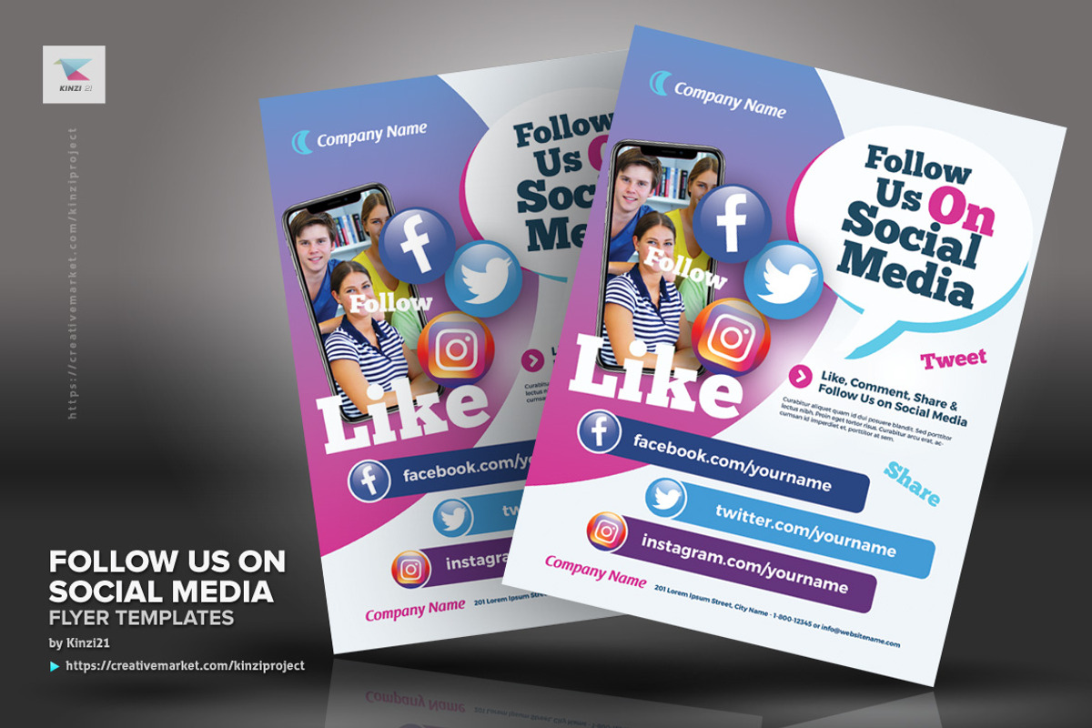 Follow Us on Social Media Flyers, a Flyer Template by kinzi21 (Photo 4 of 4)