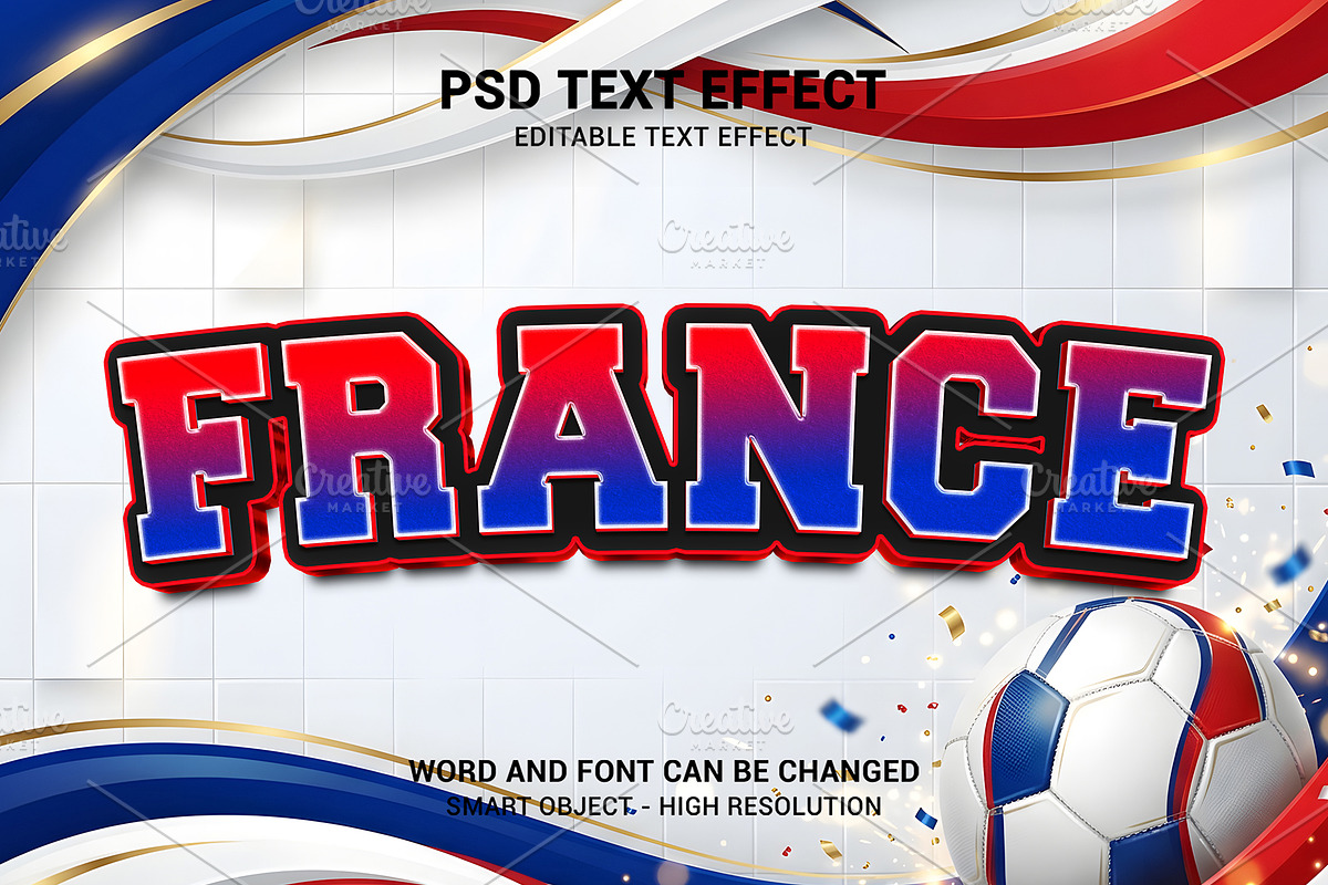 France Football 3D Text Effect, a Layer Style Add-On by bdrobin (Photo 1 of 2)