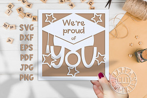 SVG Graduation Card For Laser Cut.