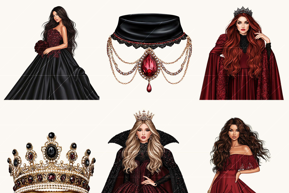 Dark Queen Clipart Bundle, an Object Illustration by BusyDaydesign (Photo 4 of 7)