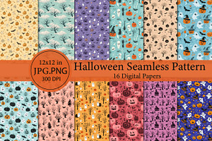 Halloween Seamless Pattern Bundle, an Illustration by Designworld