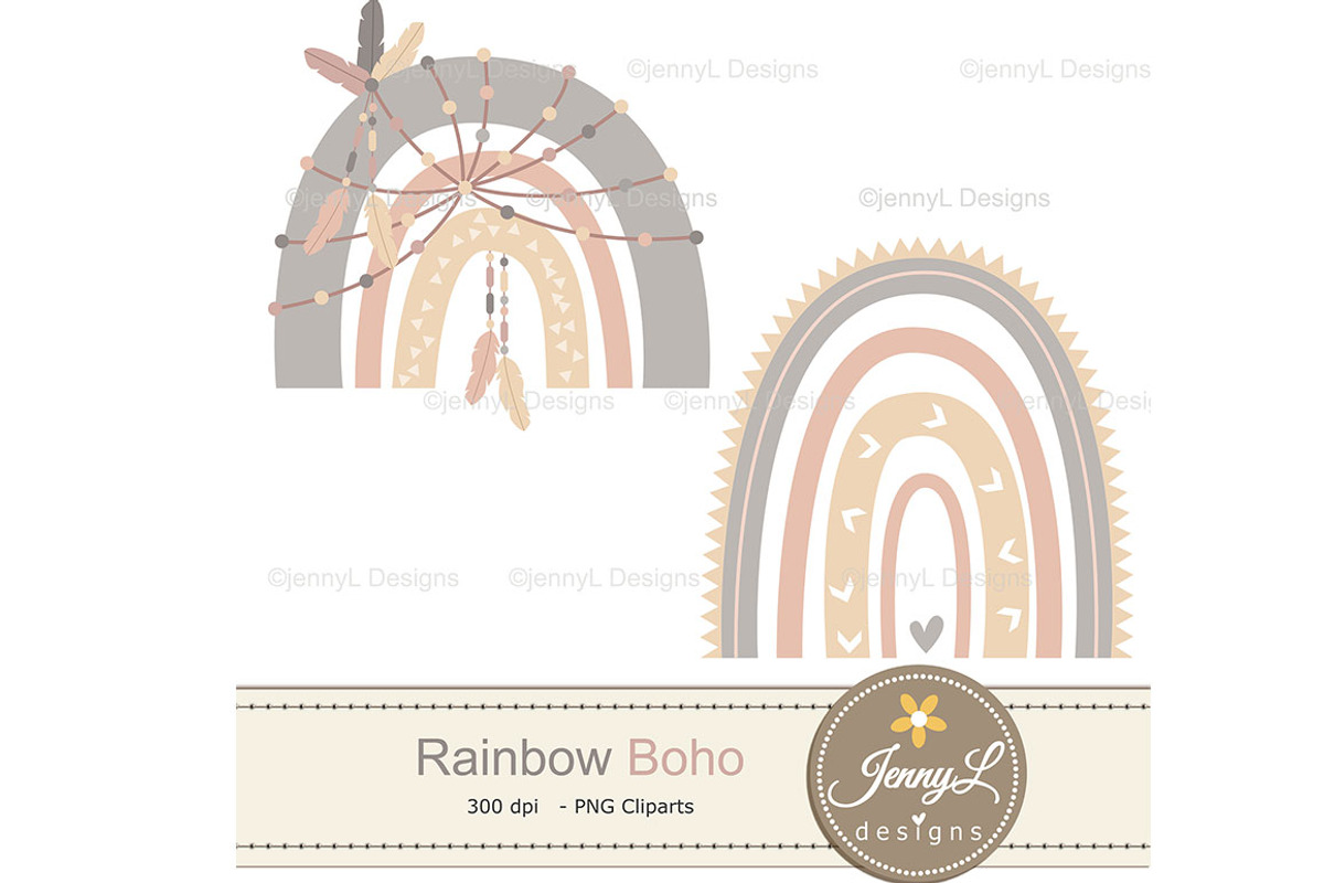 Rainbow Boho Digital Papers Clipart, a Pattern Graphic by JennyL Designs (Photo 3 of 7)