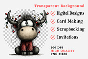 Christmas Highland Cow Clipart, an Illustration by Dream Creation (Thumbnail 7 of 7)