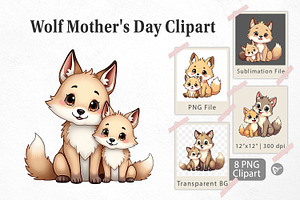Wolf Mother's Day Clipart, a Graphic by Artnoy