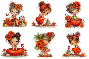 Summer Enjoy Little Girl Clipart, a Seasonal Illustration by designcity5 (Thumbnail 2 of 5)