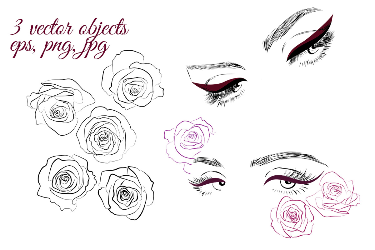 Eyes and Roses Vector Illustrations, a Texture Illustration by esylvia (Photo 3 of 4)