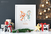 Cute Snowman. Christmas clipart, a Decorative Illustration by UlitkaStudio (Thumbnail 7 of 8)