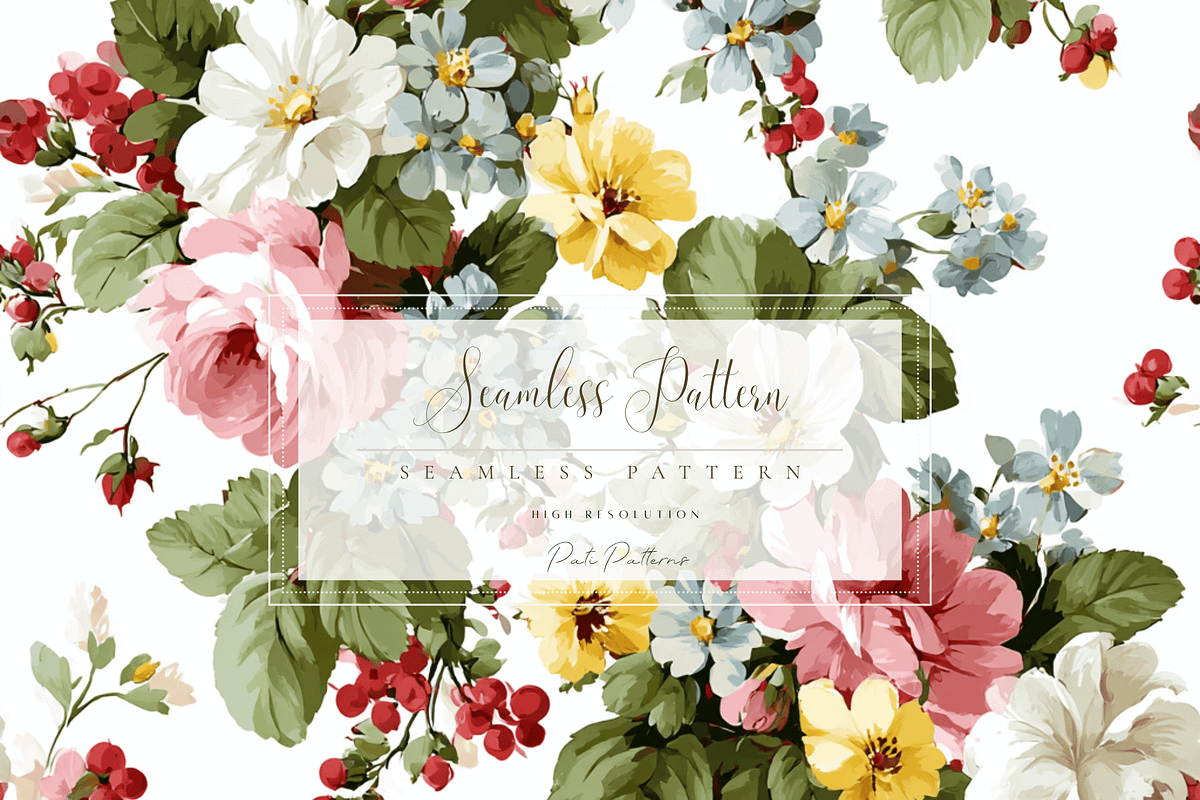 Vintage Floral Seamless Pattern, a Pattern Graphic by Pati Charm Studio (Photo 1 of 6)
