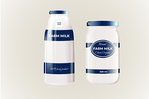 Realistic milk bottle. Glass jar, a Food Illustration by Stock-Smart-Start