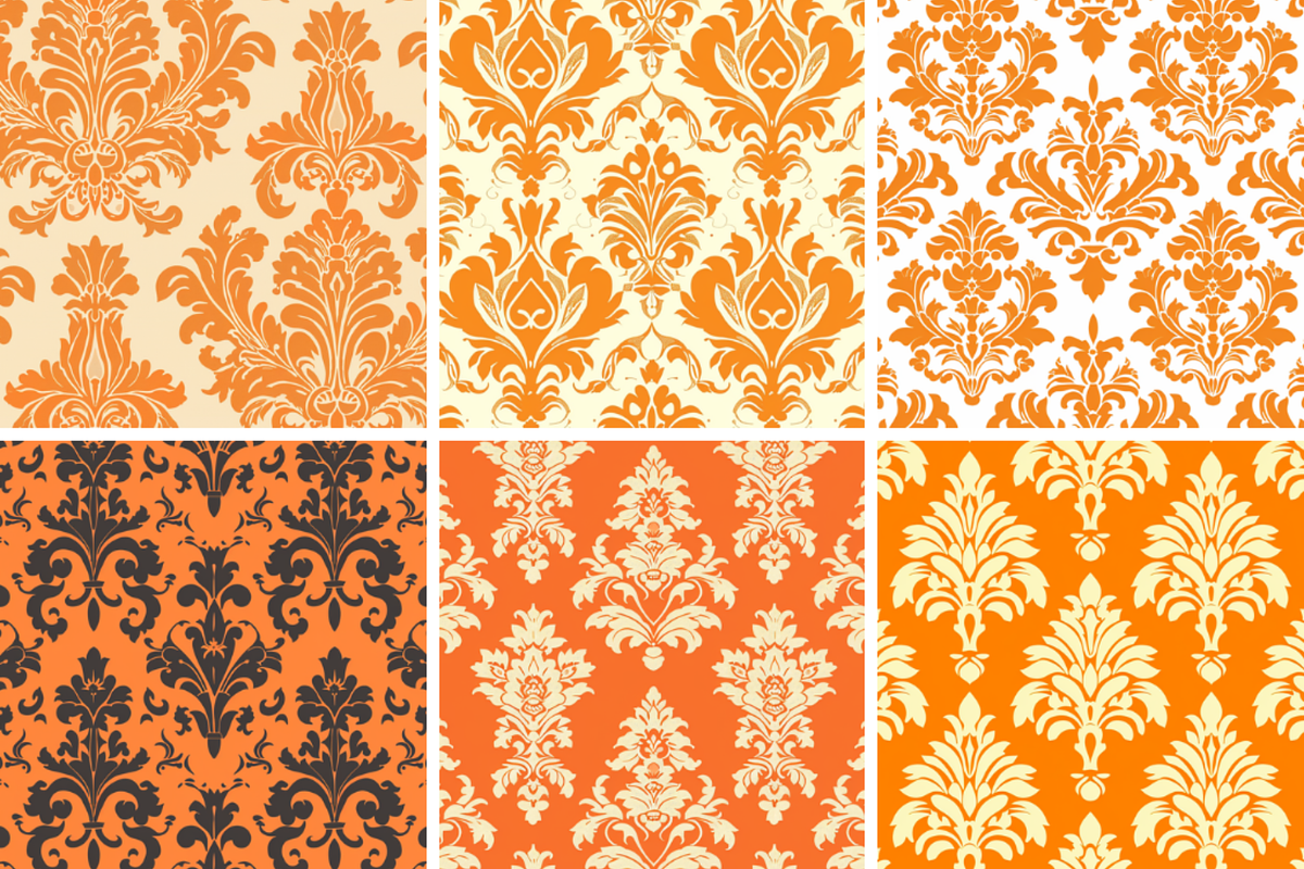 Orange Damask Seamless Patterns, a Pattern Graphic by PrintablesByFranklyn (Photo 4 of 4)